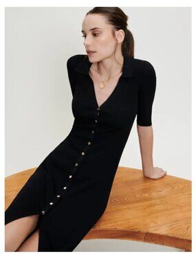 Maje stretch button down polo dress
